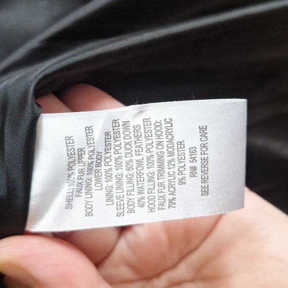 Calvin Klein Black Puffer Coat with Faux Fur Hood Size Medium - Picture 8 of 13